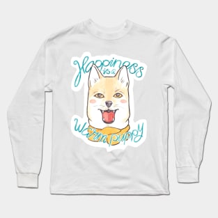 Happiness is a Warm Puppy // Shiba Inu Puppy in a Scarf Long Sleeve T-Shirt